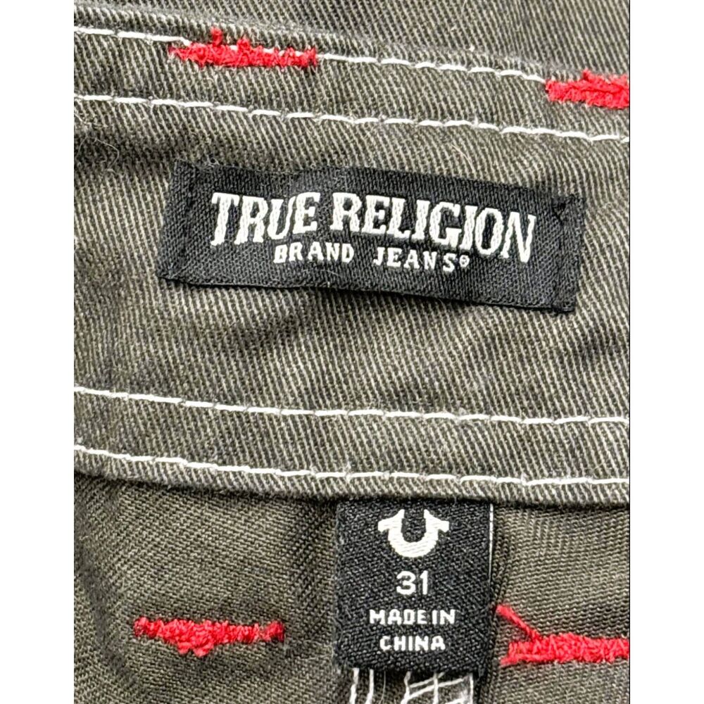 True Religion Mens Cargo Pants Size 31 Olive Green Utility Workwear